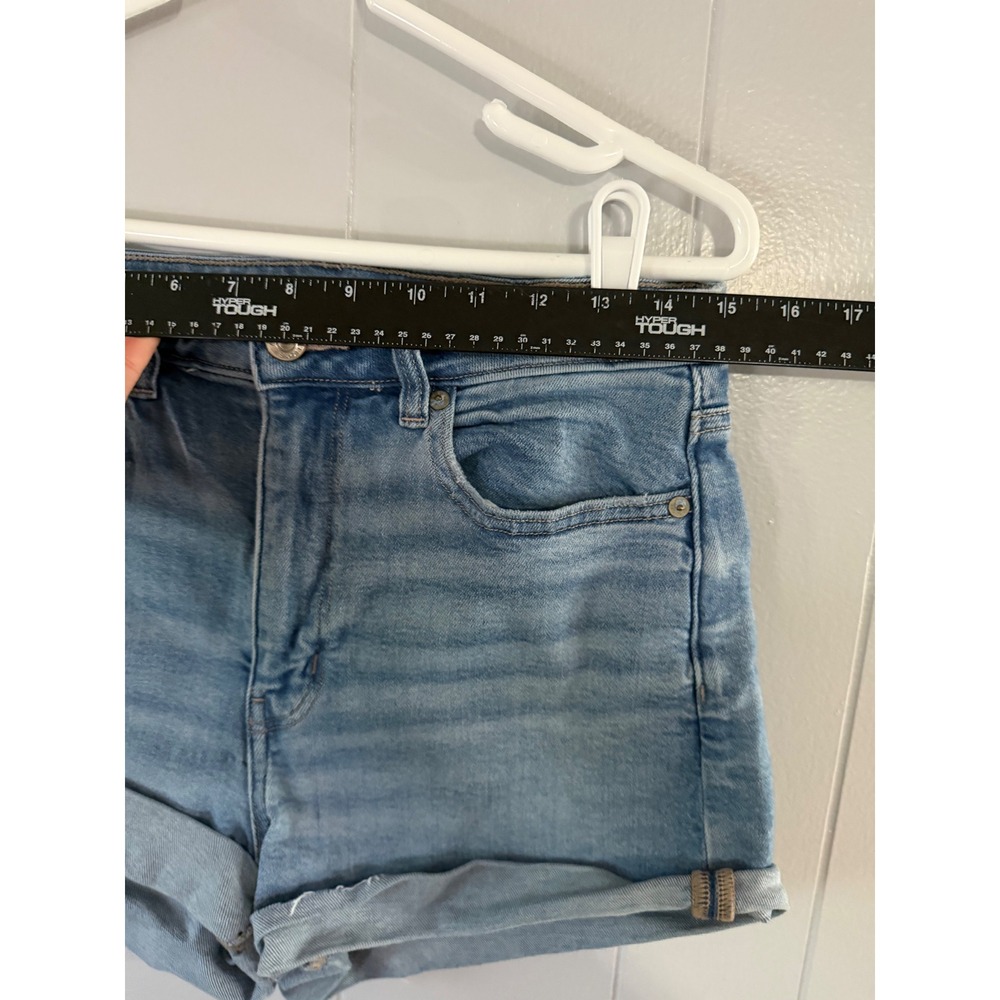 American Eagle Denim Shorts Womens 6 Blue High Waisted Rolled Cuff Stretch - Picture 3 of 7